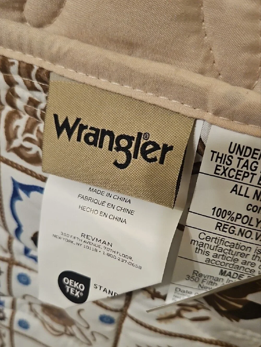 Wrangler Beige Novelty Stitch 3-Piece Quilt Set